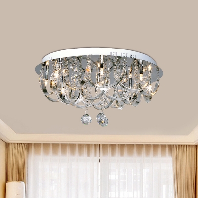 Modern U-Shaped Ceiling Lamp 8 Heads Clear Crystal Flush Mount Light for Living Room