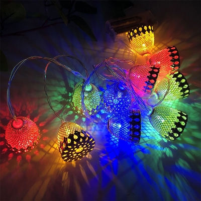 Plastic Bell LED Light Strip Modern 10-Light 4.9 Ft Beige String Light Hanging Kit in Warm/Multi Colored Light