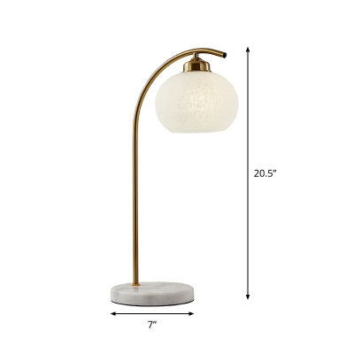 Post-Modern Oval White Glass Table Lamp 1-Bulb Night Stand Light with Brass Bow Arm