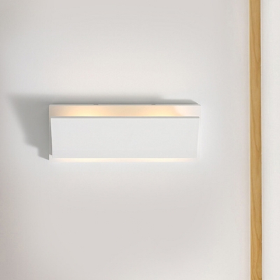 Rectangular Plaster Sconce Light Minimalist 1 Bulb White Wall Mount Lighting Fixture