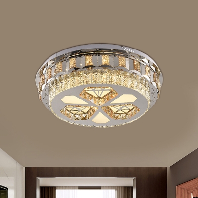 Round/Rectangle Crystal Flushmount Modern LED Living Room Ceiling Flush Mount Light in White