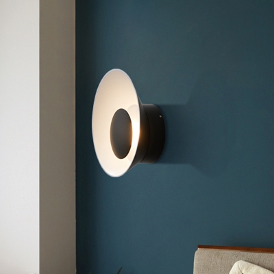 Saucer Aluminum Mini Wall Lighting Nordic Style Black/White/Pink LED Sconce Lighting Fixture