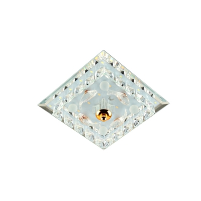 Square Clear Crystal Flushmount Modernism 7
