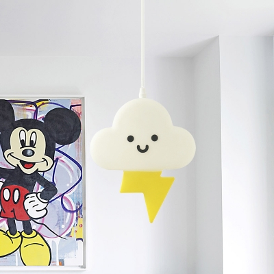 White and Yellow Cloud Pendant Light Cartoon LED Acrylic Ceiling Suspension Lamp