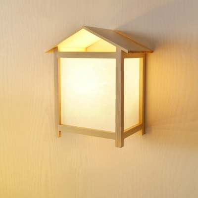 White House Flush Mount Wall Sconce Nordic 1-Light Wood Wall Mounted Fixture for Bedroom