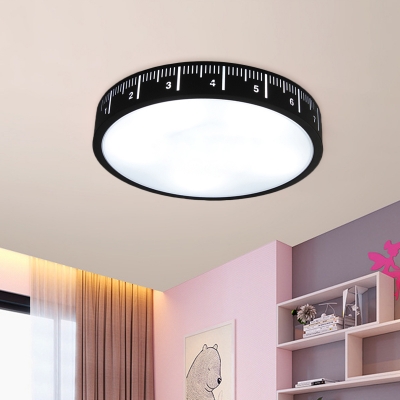 White Round Ceiling Mounted Fixture Kids LED Acrylic Flush Mount Light with Scale Design