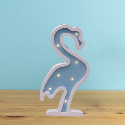 Wooden Flamingo/Diamond Small Wall Light Cartoon Pink/Blue/White Battery LED Nightstand Lamp for Bedroom