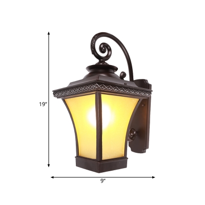Yellow Glass Black Wall Lighting Beveled 1 Head Countryside Wall Light Fixture for Outdoor
