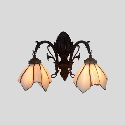 2 Lights Ruffle Wall Lighting Ideas Tiffany Pink/White/Pink-Blue Sconce Light Fixture for Living Room
