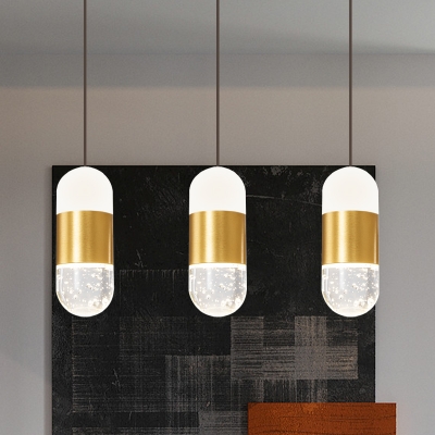 

Brass Capsule LED Cluster Pendant Light Postmodern Crystal 3-Head Dining Table Hanging Lamp Kit, HL625328