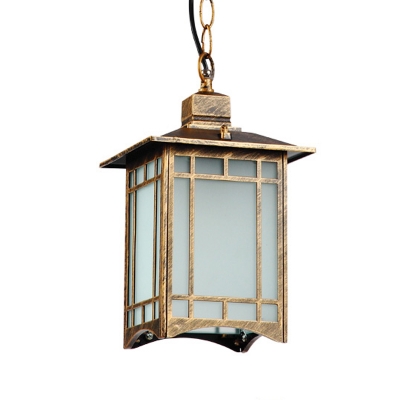 Bronze Open Bottom Pendant Lighting Countryside White Glass 1 Bulb Yard Drop Lamp