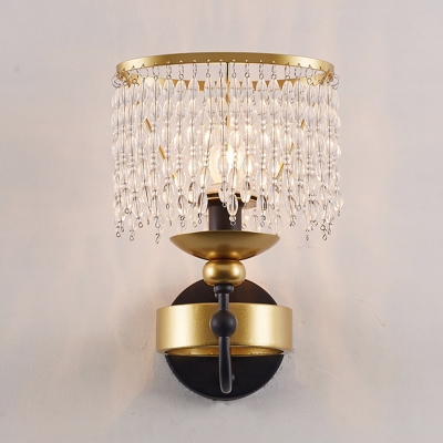 Cascade Clear Crystal Sconce Lighting Minimalism 1-Bulb Living Room Wall Lamp in Gold