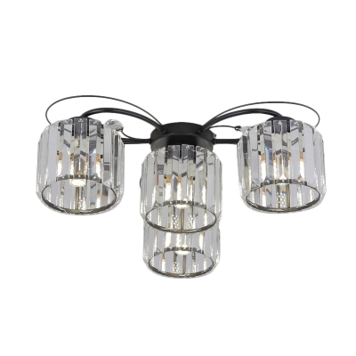 Clear Crystal Prism Flush Mount Cup Shape 4/6 Heads Modernism Close to Ceiling Light