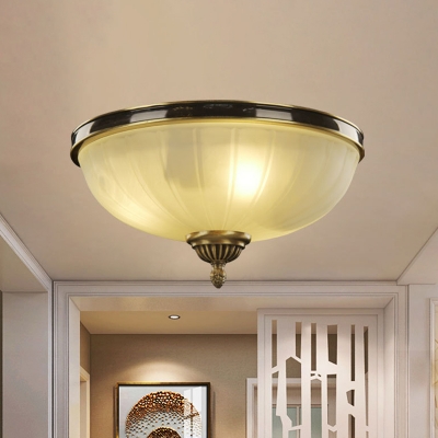 Cloche Foyer Ceiling Flush Mount Simple Frosted Glass 2 Bulbs Black and Gold Flushmount Lighting