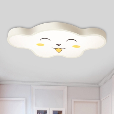 Cloud Flush Mount Lighting Macaroon Acrylic White/Pink/Yellow LED Ceiling Light with Smile Face/Dog Pattern