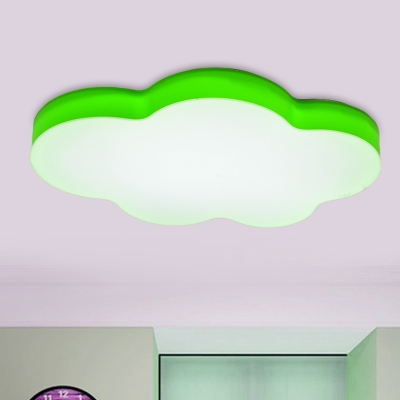 Cloud Kindergarten Ceiling Flush Light Cartoon Acrylic LED Flush Mount Recessed Lighting in Red/Yellow/Green