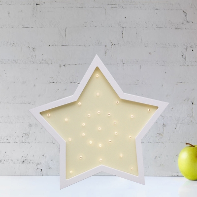 Five-Pointed Star Mini Night Stand Light Macaron Wooden Pink/Blue/White LED Wall Mounted Lamp for Child Room