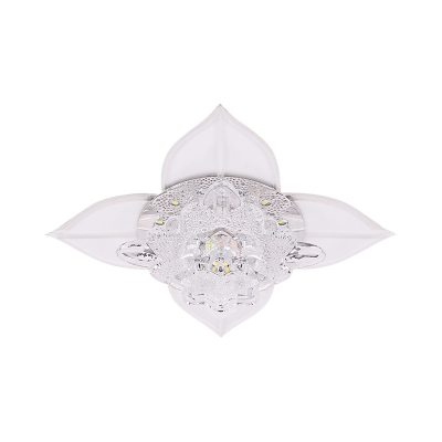 Floral Entry Flushmount Lighting Contemporary Crystal LED White Flush Mount Light in Warm/White/Multi Color Light
