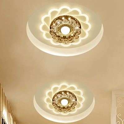 Flower Clear Crystal Flush Mount Light Modernism LED Hallway Flushmount in Warm/Multi Color Light