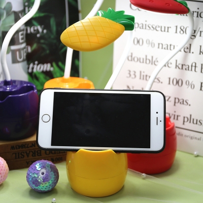 Fruit Reading Light Macaroon Plastic LED Bedroom Night Table Lamp with Pen Container in Red/Yellow/Purple
