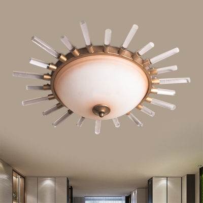 Gold Dome Flush Mount Light Modern Acrylic Bar LED Living Room Flushmount Lighting, 24