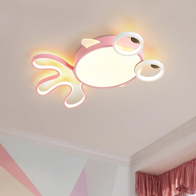 Goldfish Baby Room Flush Mount Light Acrylic Cartoon LED Ceiling Lighting in Pink, Warm/White Light