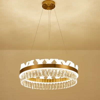 LED K9 Crystal Chandelier Lamp Modernism Gold Circular Living Room Hanging Light Fixture