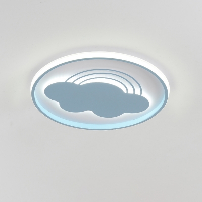 Modern Cloud Flush Mount Lamp Iron LED Bedroom Close to Ceiling Lighting Fixture in Pink/Blue
