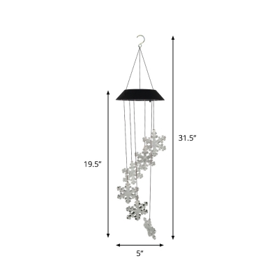 Nordic 2-Pack LED Solar Pendant Lamp Clear Snowflake Multi Hanging Light Fixture with Plastic Shade
