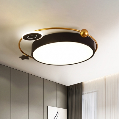Nordic Style LED Flush Lamp with Acrylic Shade Black Finish Cloud/Sun/Moon Shaped Flush Mount Light