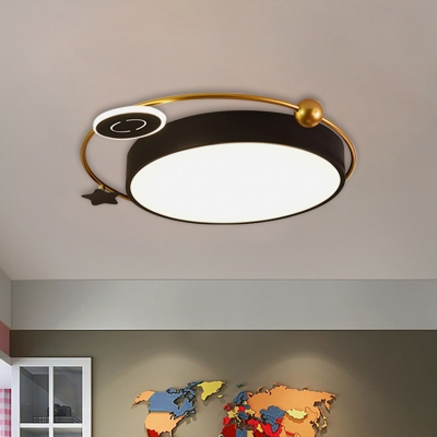 Nordic Style LED Flush Lamp with Acrylic Shade Black Finish Cloud/Sun/Moon Shaped Flush Mount Light