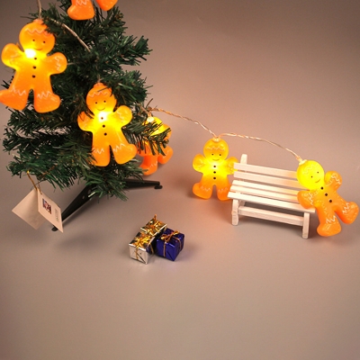 Orange Snowman LED String Lights Modern 20/40-Light Plastic Party Lights for Christmas, 8.2/16.4 Foot