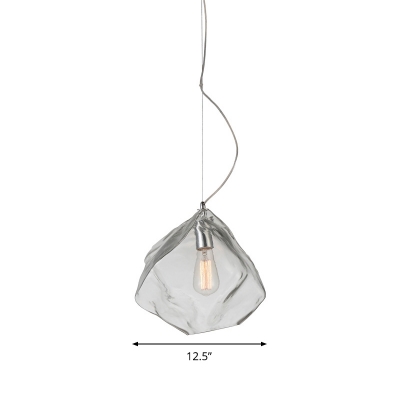 Rock Shape Pendant Lamp Minimalism Clear Glass 1 Head Dining Table Suspension Light