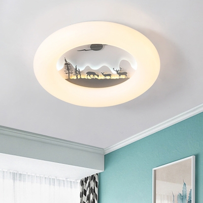Round/Flower Bedroom Flush Mount Lamp Acrylic LED Kids Close to Ceiling Lighting Fixture in White