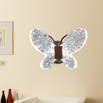 Seedy Crystal Butterfly Wall Lighting Contemporary Bedside LED Wall Mount Lamp in Gold