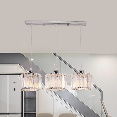 Simple Cylinder Cluster Pendant 3/8/10 Heads Clear Crystal Ceiling Suspension Lamp for Restaurant