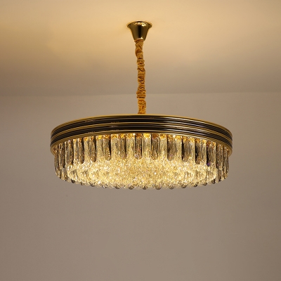 14-Bulb Round Chandelier Light Modern Gold K9 Crystal Pendant Lighting Fixture for Living Room