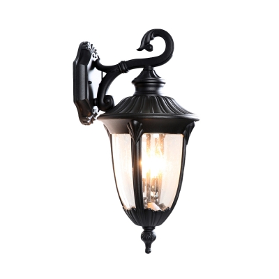 Black 1-Bulb Wall Mount Light Fixture Traditional Clear Glass Urn-Shaped Sconce Lamp