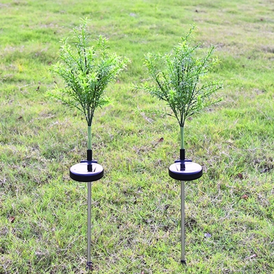 Christmas Tree Courtyard LED Ground Lamp Plastic 2 Packs Modernism Solar Operated Stake Lighting in Green