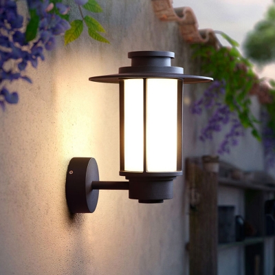 Cream Glass Coffee Sconce Lamp Cylindrical 1 Bulb Countryside Wall Light Fixture for Outdoor