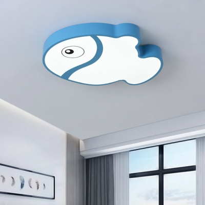 Fish Flush Ceiling Light Fixture Kids Acrylic LED Bedroom Ceiling Flush Mount in White/Blue