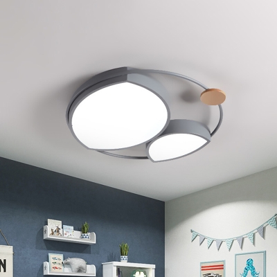 Grey Round Flush Ceiling Light Nordic Acrylic LED Flush Mount Lighting for Kids Bedroom