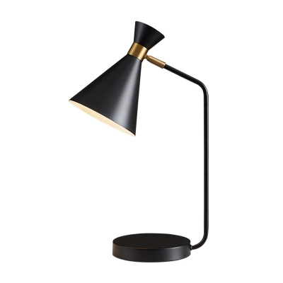 Iron Conical Swivel Shade Desk Lamp Nordic 1 Head Black/White Reading Book Light for Bedside