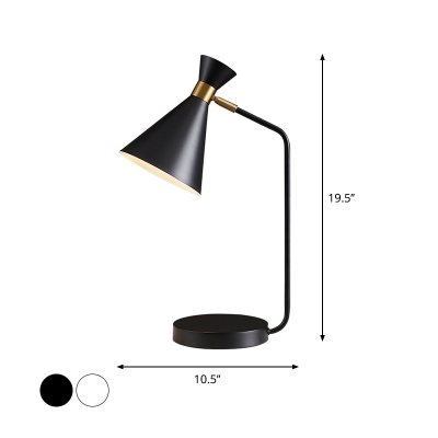 Iron Conical Swivel Shade Desk Lamp Nordic 1 Head Black/White Reading Book Light for Bedside