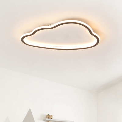 Kids Cloud Acrylic Flush Mount LED Flush Ceiling Light Fixture in White for Bedroom