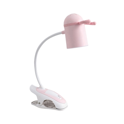 Kids Dome Table Light Plastic LED Bedroom Study Lamp with Antler Decoration in Pink/Blue/Coffee