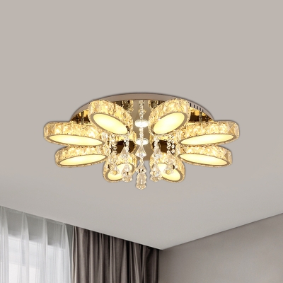 Minimalism Oval Ceiling Lighting 6/8 Lights Clear K9 Crystal Flush Mount for Living Room