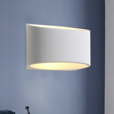 Nordic Elliptical Mini Plaster Wall Light Single-Bulb Flush Mount Wall Sconce in White