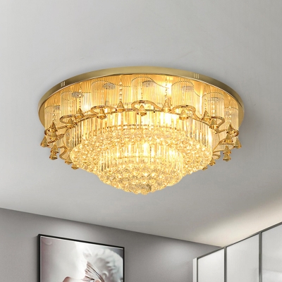 Opulent Inlaid Crystal LED Flush Mount Modernist Gold Blossom Living Room Ceiling Flush Light