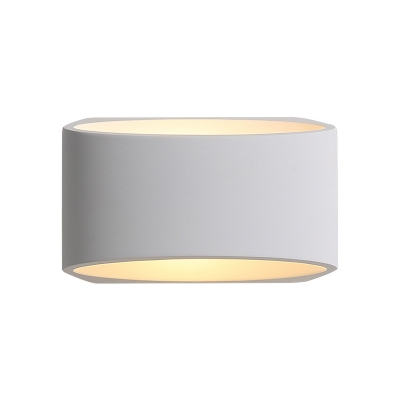 Oval Mini Flush Wall Sconce Minimalistic Plaster 1 Bulb White Wall Light Fixture for Living Room
